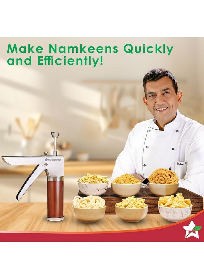 Wonderchef Snacks Maker with 12 Different jalis, Stainless Steel Plates for Making Sev, Bhujiya, Papdi, Gathiya, Murukku, Chakli, Kitchen Tool for Making Namkeen Snacks, Farsan Maker - Image 2