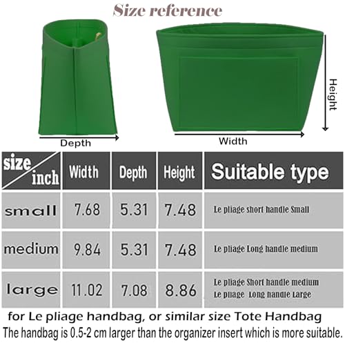Lckaey Purse Organizer Insert for longchamp le pliage large Handbags Insert Organizer 1012greenM - Image 3