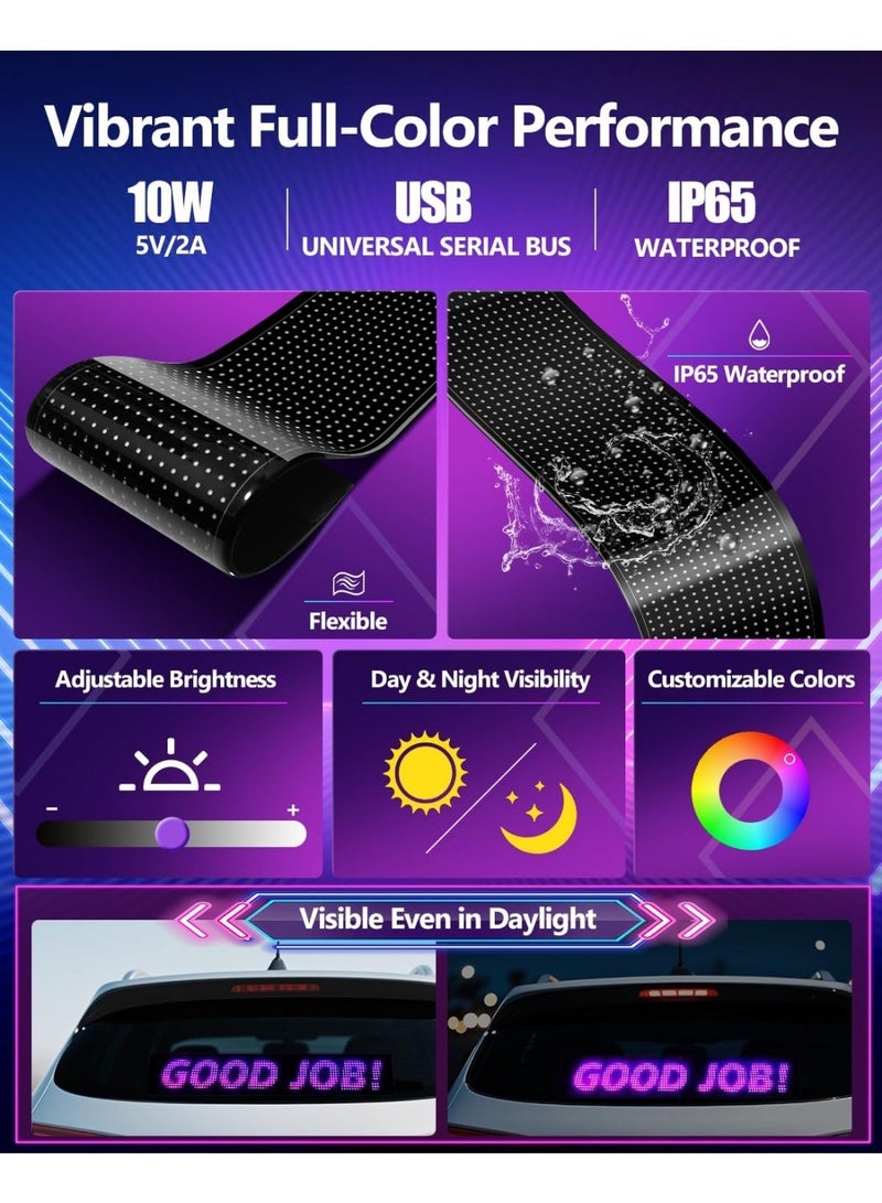 Crony K10 Scrolling Bright Advertising LED Signs, Flexible USB 5V LED Car Sign Bluetooth App Control Custom Text Pattern Animation Programmable LED Display for Store Car Hotel.180×2.5×70mm - Image 3
