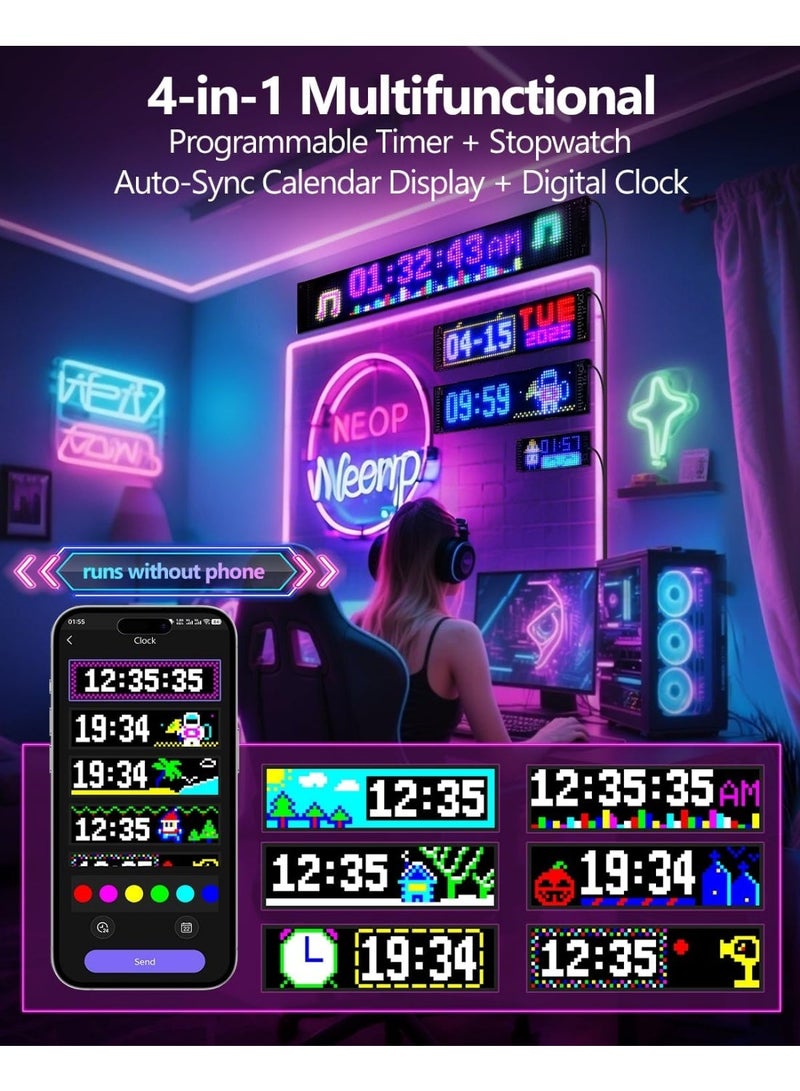 Crony K10 Scrolling Bright Advertising LED Signs, Flexible USB 5V LED Car Sign Bluetooth App Control Custom Text Pattern Animation Programmable LED Display for Store Car Hotel.180×2.5×70mm - Image 4
