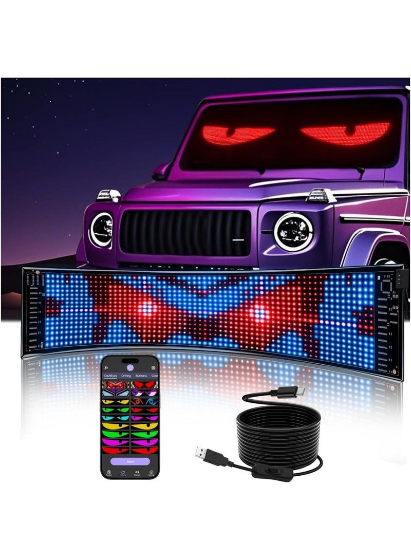 Crony K10 Scrolling Bright Advertising LED Signs, Flexible USB 5V LED Car Sign Bluetooth App Control Custom Text Pattern Animation Programmable LED Display for Store Car Hotel.180×2.5×70mm - Image 1
