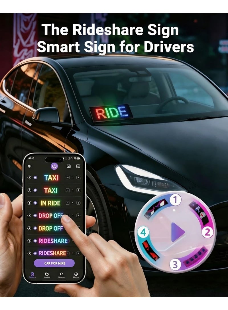 Crony K10 Scrolling Bright Advertising LED Signs, Flexible USB 5V LED Car Sign Bluetooth App Control Custom Text Pattern Animation Programmable LED Display for Store Car Hotel.180×2.5×70mm - Image 2