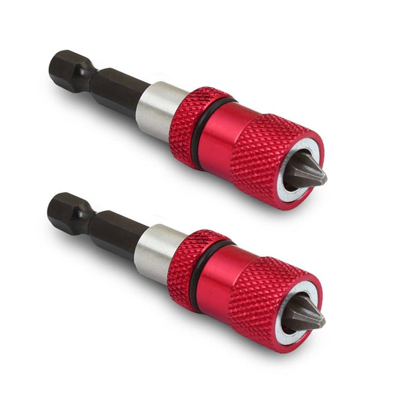 SeonFook 2Pcs Magnetic Bit Holder with PH2 Screwdriver Bits 14 Inch Hex Shank Driver Bits Adjustable Depth Screw Holder Drywall Screw Bits 60mm