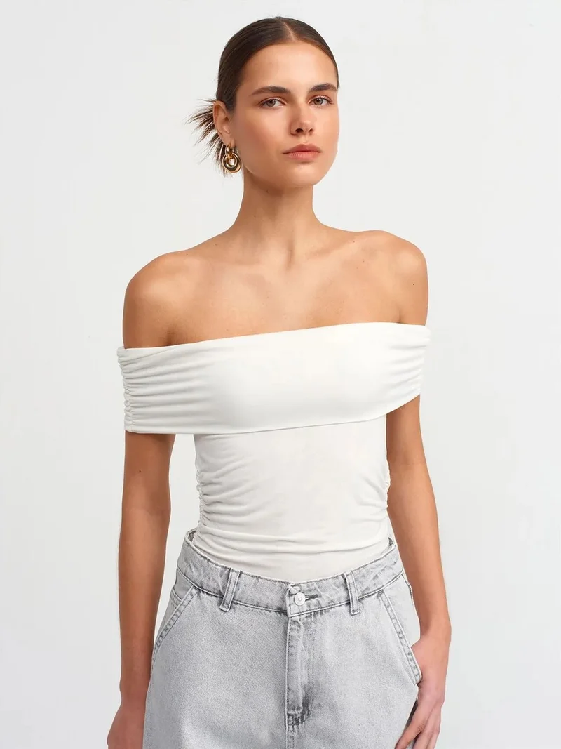ديلفين DILVIN Off-Shoulder Slim Fit Jersey Blouse