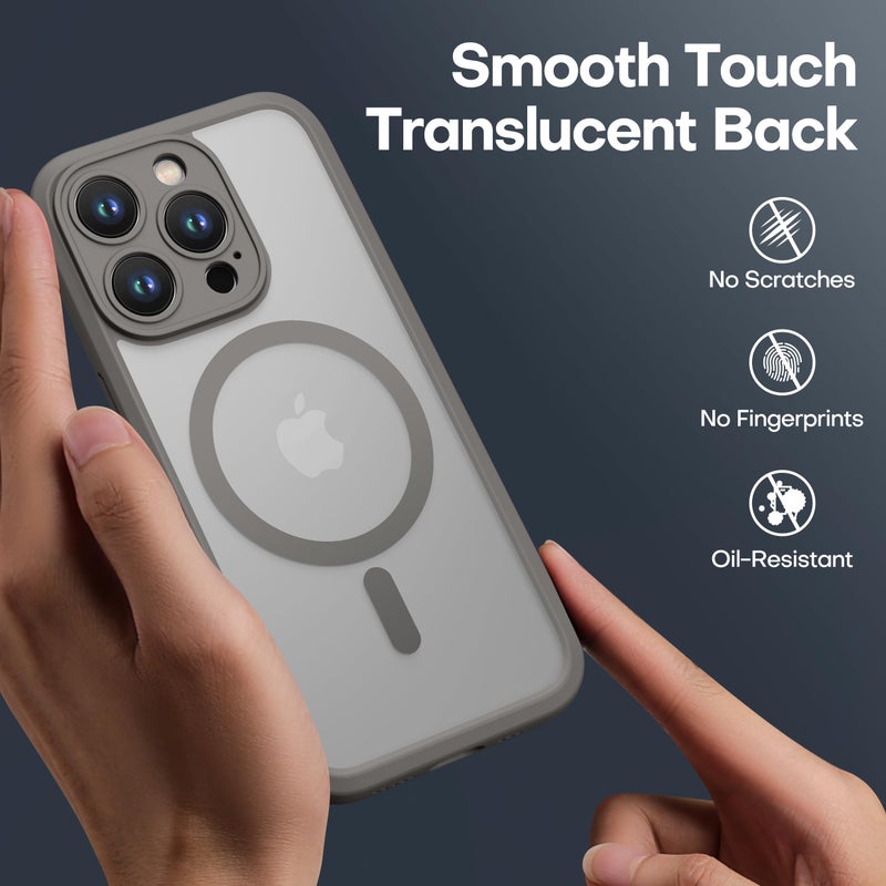 ImpactStrong Magnetic Guard Designed for iPhone 15 Pro Max Case [Camera Protection] [Military Grade Drop Tested] [Compatible with MagSafe] Slim Translucent Matte Phone Case (6.7") - Gray - Image 5