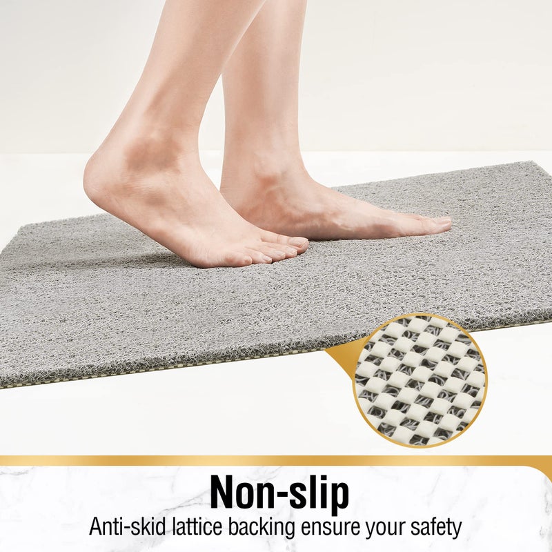 HITSLAM Non Slip Bathtub Mat 40 x 16 Inch, Extra Long Bath Mat for Tub, Soft PVC Loofah Shower Floor Mat with Drain, Quick Drying Bathroom Tub Mat for Wet Area, Without Suction Cup, Grey - Image 3