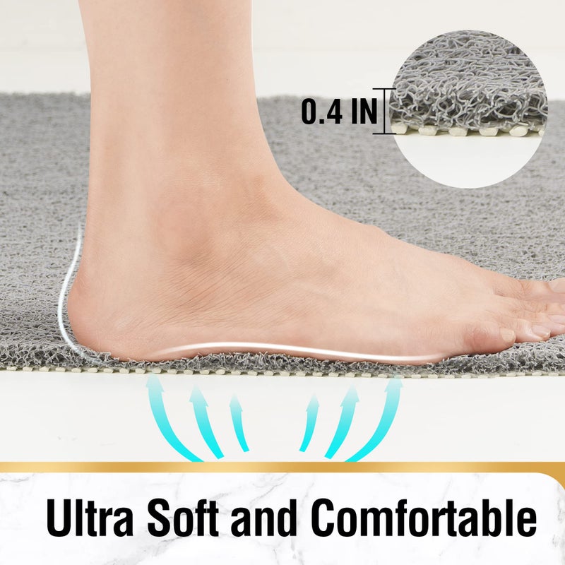 HITSLAM Non Slip Bathtub Mat 40 x 16 Inch, Extra Long Bath Mat for Tub, Soft PVC Loofah Shower Floor Mat with Drain, Quick Drying Bathroom Tub Mat for Wet Area, Without Suction Cup, Grey - Image 4