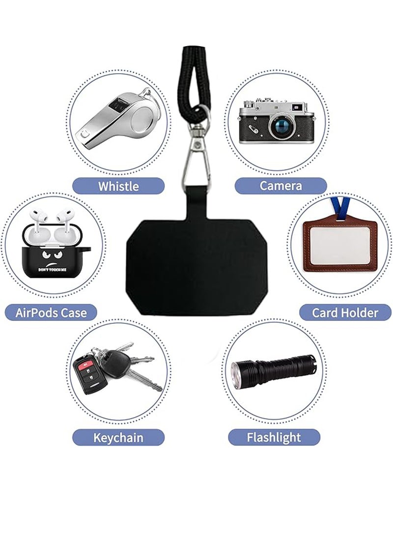 2-Piece Phone Lanyard, Universal Crossbody Phone Lanyard, Multi-Purpose Nylon Patch, Adjustable Shoulder and Neck Straps, Compatible with Most Smartphones, 4 Compatible Pads (Black)  - Image 4