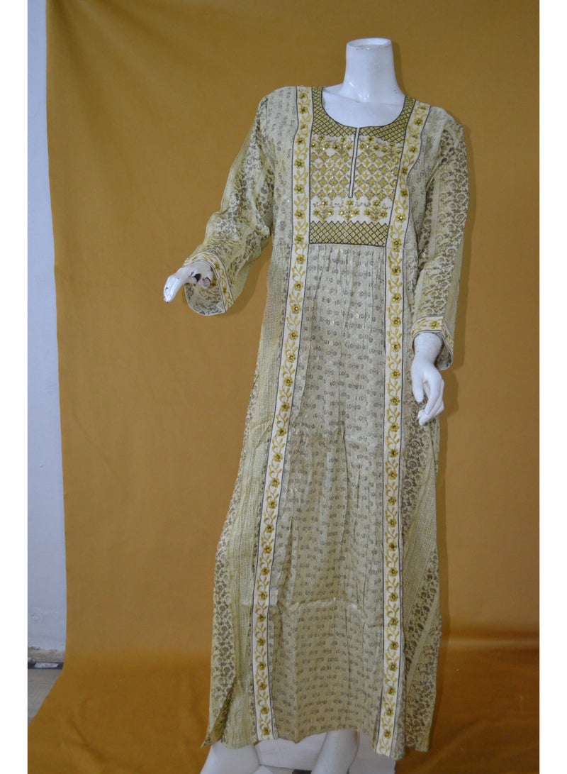 زينة جلابية نسائية أنيقة – فستان سهرة وحفلات محتشم بتطريز وأكمام طويلة مع أشرطة جانبية قابلة للتعديل - Image 1