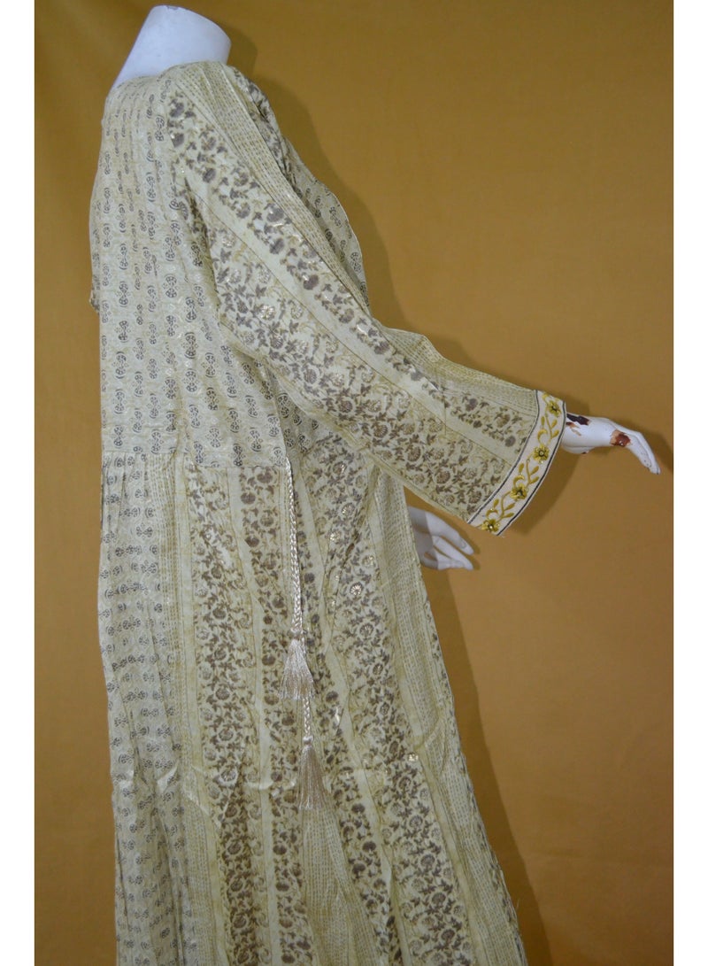 زينة جلابية نسائية أنيقة – فستان سهرة وحفلات محتشم بتطريز وأكمام طويلة مع أشرطة جانبية قابلة للتعديل - Image 3