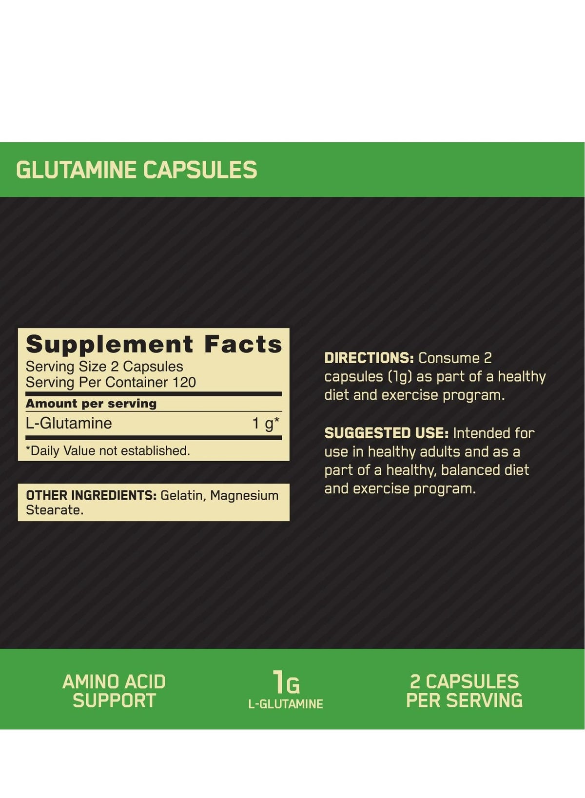 Glutamine Capsules 1000Mg 240 Capsules 120 Servings