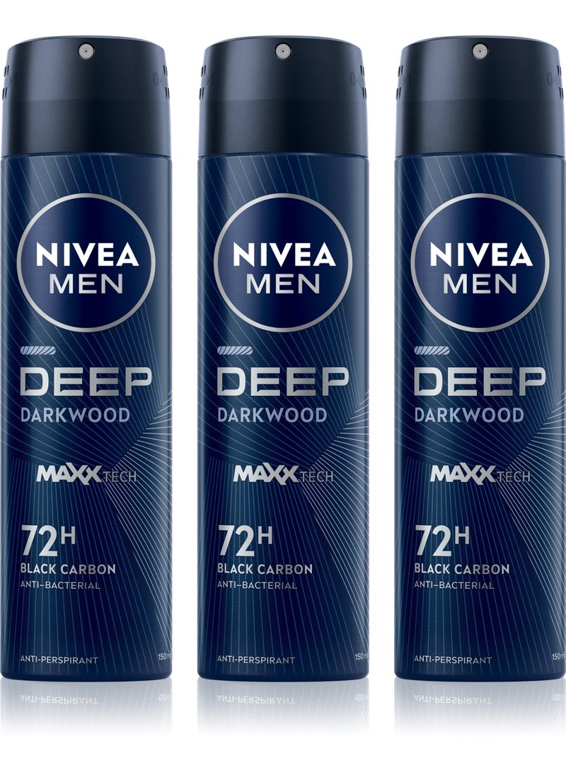 Nivea Deep Black Wood  150ml (3 packs)