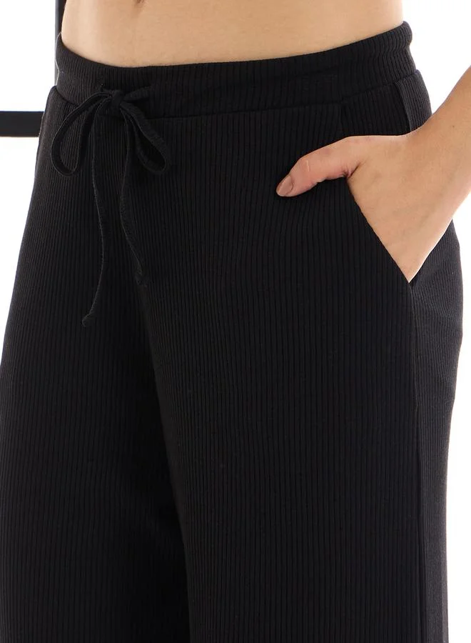 SASSAFRAS Ribbed Button Placket Shrug & Wide Leg Pants Co-Ords by Styli
