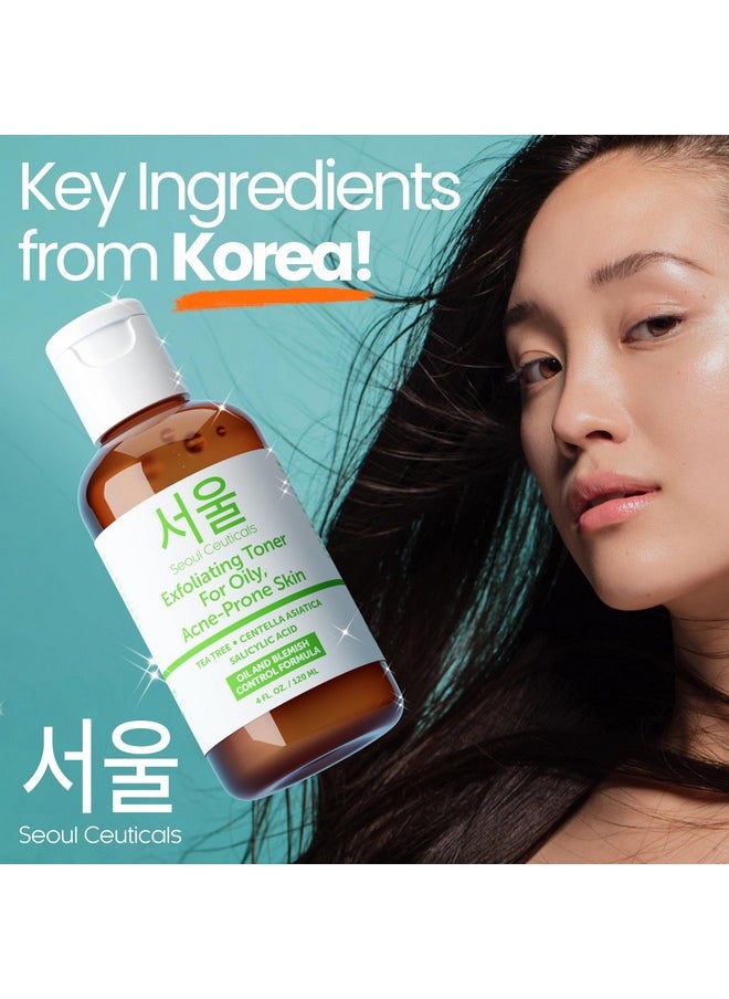 seoulceuticals SeoulCeuticals Korean Toner for Oily Acne Prone Skin - Korean Skin Care Tea Tree Toner for Face - Facial Toner Centella Asiatica, Salicylic Acid. 4 FL OZ  - Image 5