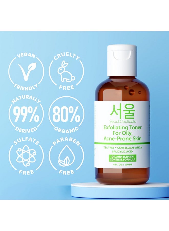 seoulceuticals SeoulCeuticals Korean Toner for Oily Acne Prone Skin - Korean Skin Care Tea Tree Toner for Face - Facial Toner Centella Asiatica, Salicylic Acid. 4 FL OZ  - Image 3
