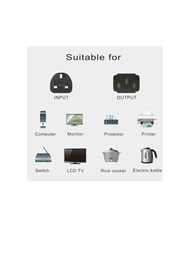 Terabyte - Computer Printer and LCD Monitor UK 3 pin High Quality Power Cable with Protection Fuse 1.5m - Image 1