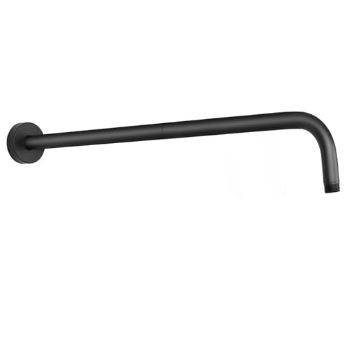 HarJue Shower Arm with Flange and Teflon Tape Wall Mounted Shower Pipe 304 Stainless Steel Extension Arm for Fixed Shower Head Handheld 24 Inch Matte Black - Image 1