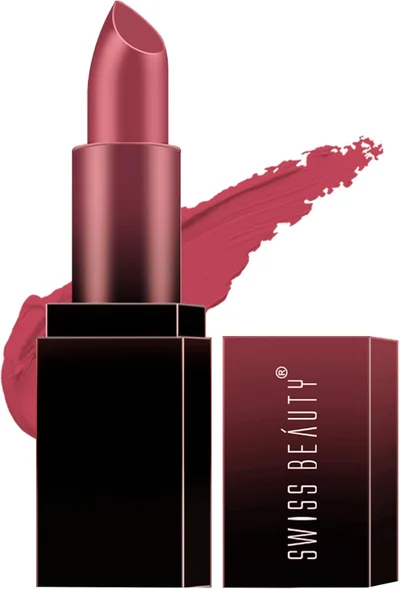 Swiss Beauty Swiss Beauty HD Matte Lipstick | Intense Pigment | Creamy Matte Finish | 8-Hour Stay | 12-Hour Moisturisation | Effortless Glide | Chic Pink Shade-30 3.5g