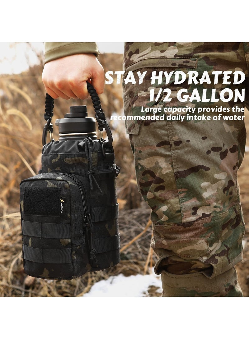 VOTAGOO 64Oz Tactical Water Bottle - Half Gallon Stainless Steel Insulated Water Bottle, Metal Water Bottle With Rugged, Removable Sleeve Tactical Carrier Bag For Hiking Camping Hunting  - Image 4