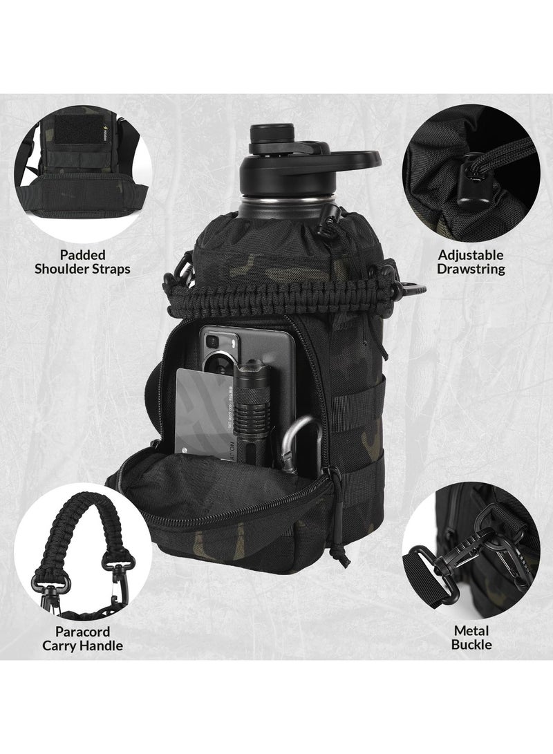 VOTAGOO 64Oz Tactical Water Bottle - Half Gallon Stainless Steel Insulated Water Bottle, Metal Water Bottle With Rugged, Removable Sleeve Tactical Carrier Bag For Hiking Camping Hunting  - Image 5