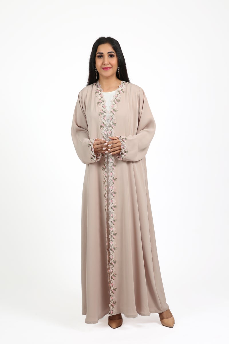 Nikias Nida abaya with lace on front and sleves - Image 1