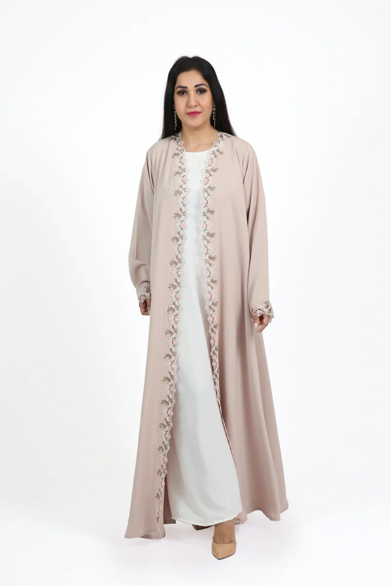 Nikias  Nikias Nida abaya with lace on front and sleves for Women | Best Price UAE
