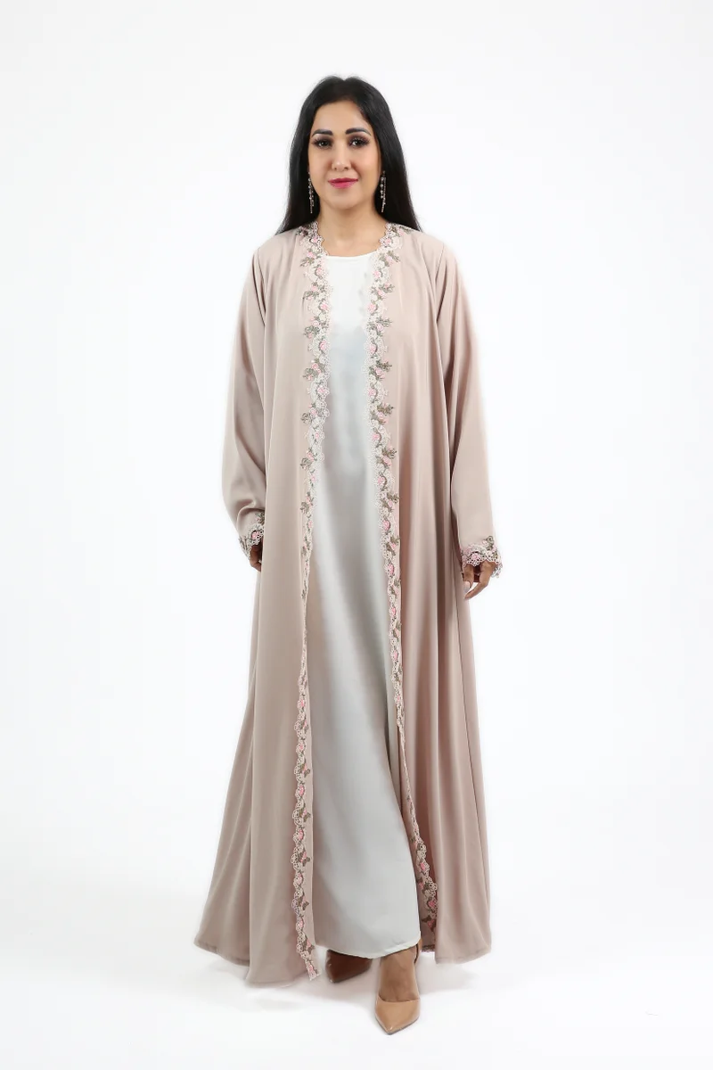 Nikias  Nikias Nida abaya with lace on front and sleves for Women | Best Price UAE