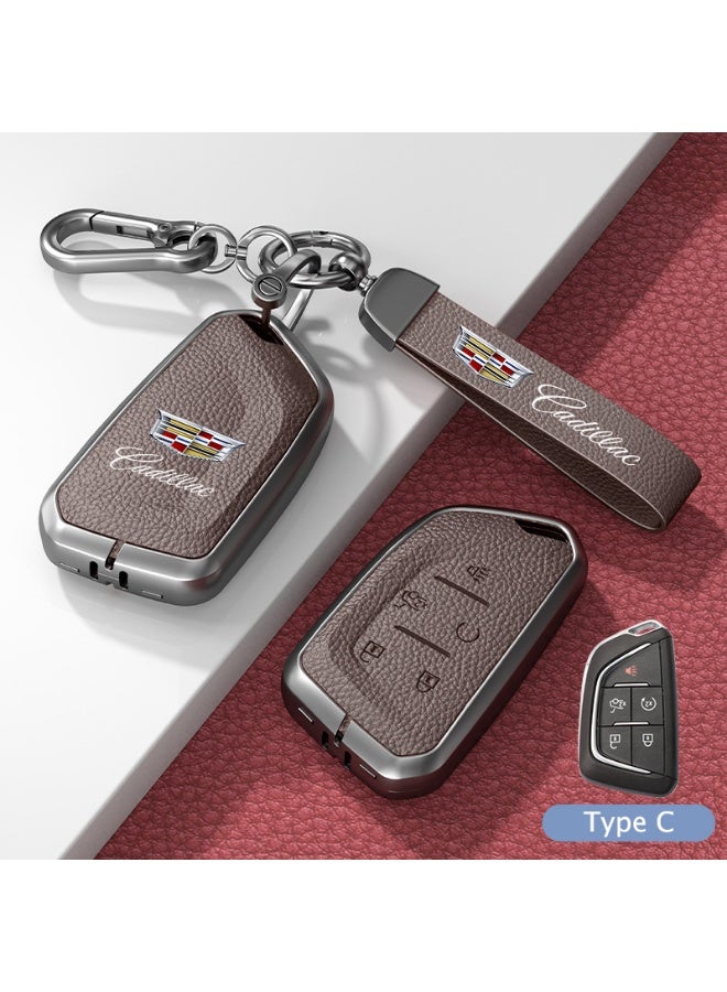 كاديلاك حالة حماية مفتاح السيارة الجلدية الممتازة مناسبة لكاديلاك XT5 XT6 XT4 CT5 CT6 ATSL XTS GT4 حالة قشرة مفتاح السيارة - Image 1
