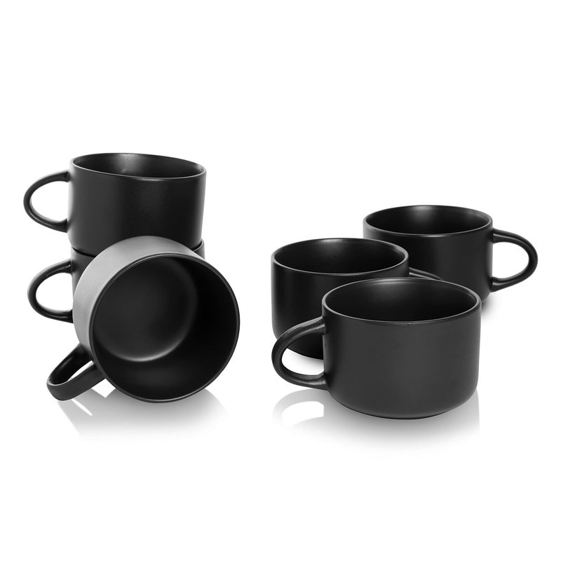 10 Strawberry Street Wazee Matte 47522 oz Oversized Mug Set of 6 Black