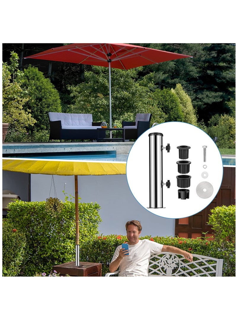 Generic - Umbrella Stand Mount Stand Tube Set, Outdoor Stainless Steel Parasol Base Holder PVC Insert Pipe Sleeve, Adjustable Patio Table Umbrella Stand Parts Replacement for Outdoor Garden Backyard Balcony - Image 1