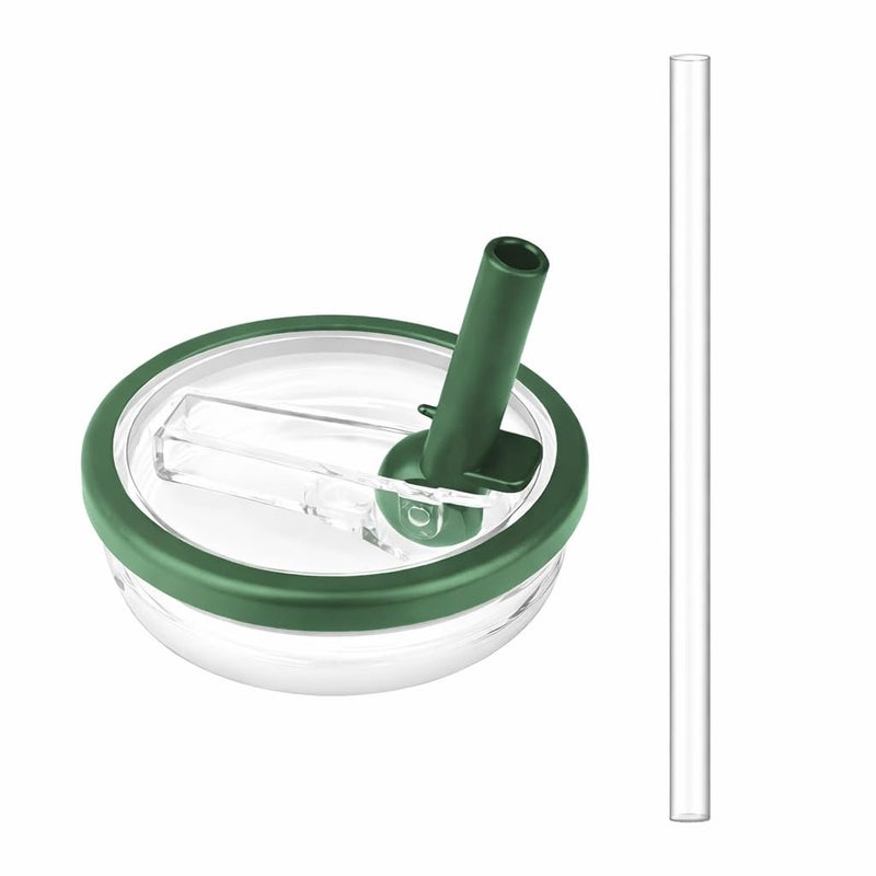 Replacement Flip Straw Lid for Tumbler â€“ Leak-Proof, Splash-Resistant Flip Lid With Easy Grip, Reusable Tumbler Cover, Spill-Proof Cup Lid Compatible With Most 40 Oz Cups (Dark Green)