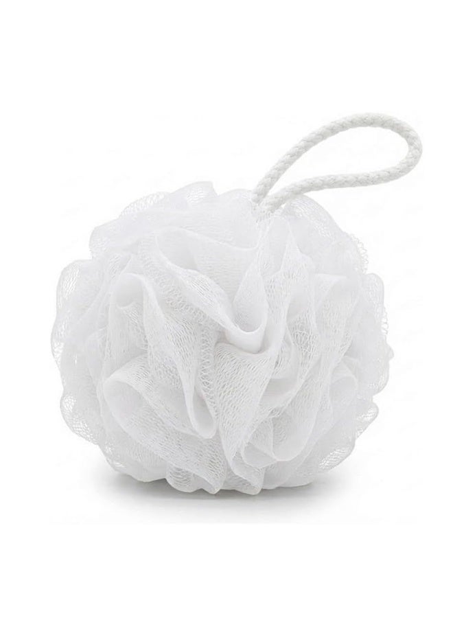حمام دش اسفنجة Loofah, عالية الكثافة شبكة Pouf حمام الكرة, إعادة تدوير اسفنجة دش مع حلقة معلقة, كبيرة للغنية الرغوة, أبيض,50g - Image 3