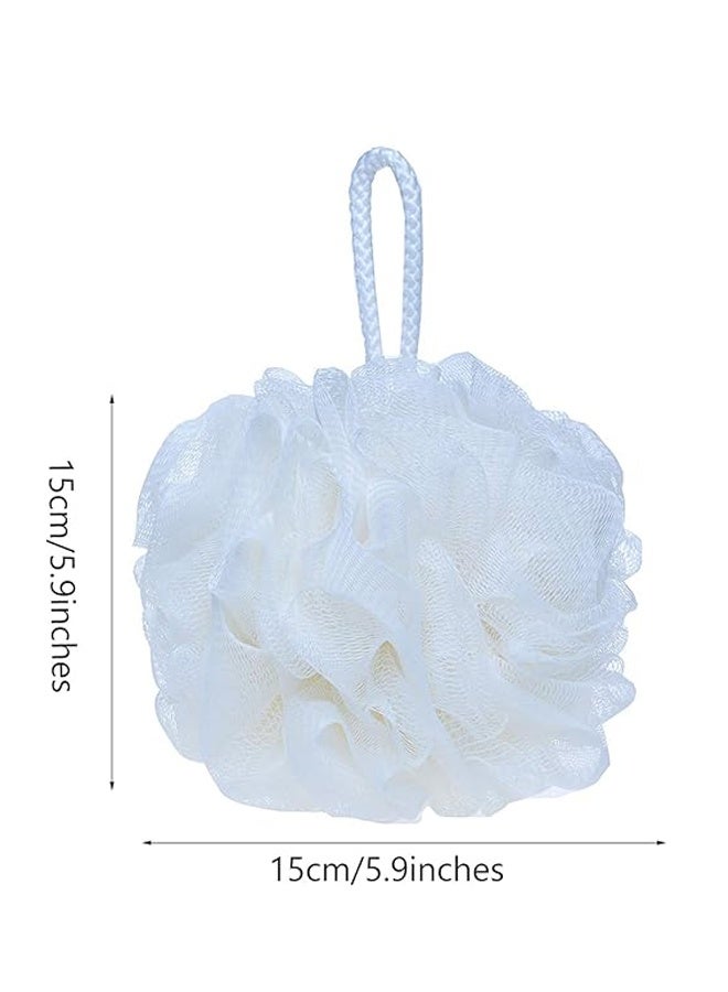 حمام دش اسفنجة Loofah, عالية الكثافة شبكة Pouf حمام الكرة, إعادة تدوير اسفنجة دش مع حلقة معلقة, كبيرة للغنية الرغوة, أبيض,50g - Image 4