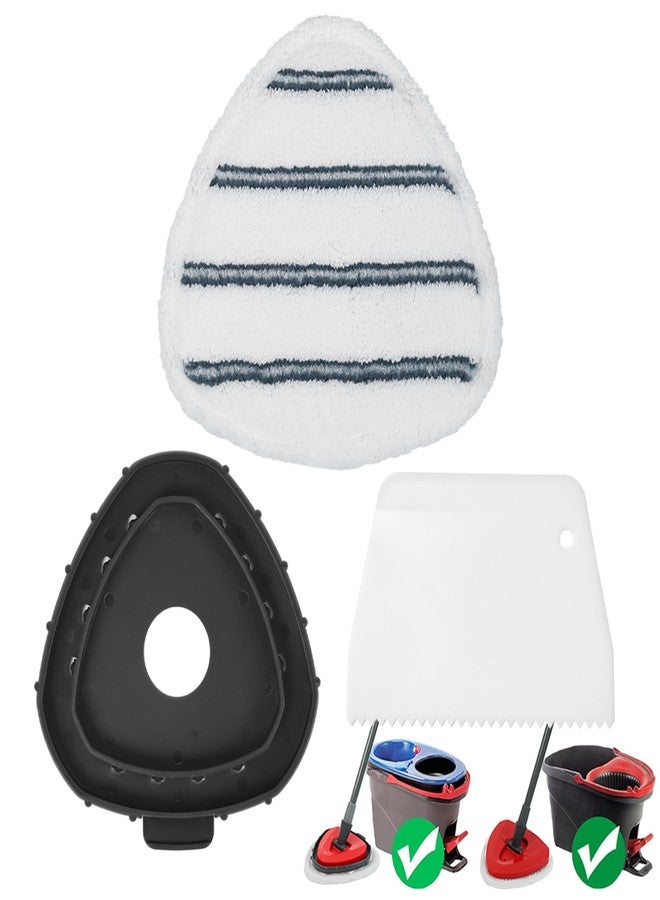 High-PQ Flat Mop Head Replacements, Microfiber Mopping Pads Refills, 1-Pack Spin Mop Pads + 1 Plastic Pad &1 Scrape for Floor, Wall & Ceiling Cleaning - Fits EasyWring & RinseClean Systems - Image 1