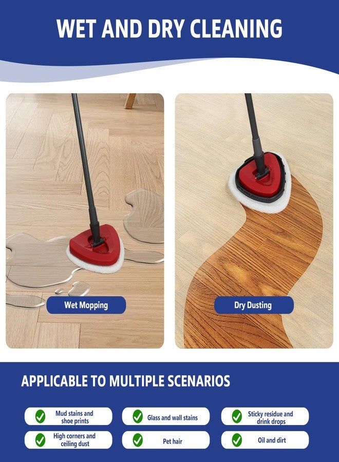 High-PQ Flat Mop Head Replacements, Microfiber Mopping Pads Refills, 1-Pack Spin Mop Pads + 1 Plastic Pad &1 Scrape for Floor, Wall & Ceiling Cleaning - Fits EasyWring & RinseClean Systems - Image 3