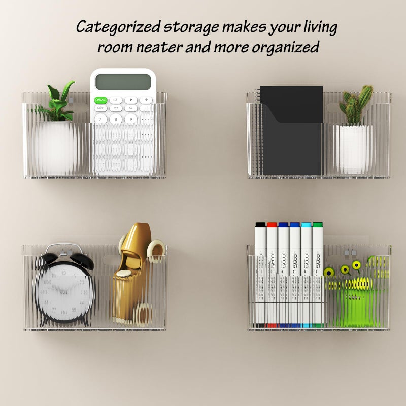 KZLCAKK 2 Pack Cabinet Door Organizer, Inside Cabinet Door Storage, Shower Caddy Stackable Clear Plastic Makeup Organizer Adhesive Hanging Bin for Kitchen Cabinets, Bathroom, Pantry, Office - Image 3