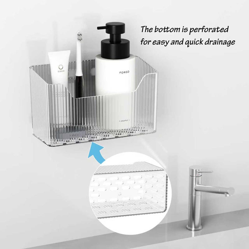 KZLCAKK 2 Pack Cabinet Door Organizer, Inside Cabinet Door Storage, Shower Caddy Stackable Clear Plastic Makeup Organizer Adhesive Hanging Bin for Kitchen Cabinets, Bathroom, Pantry, Office - Image 4
