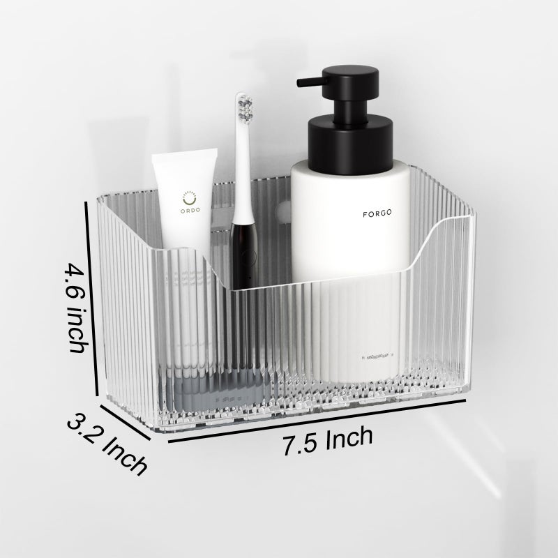 KZLCAKK 2 Pack Cabinet Door Organizer, Inside Cabinet Door Storage, Shower Caddy Stackable Clear Plastic Makeup Organizer Adhesive Hanging Bin for Kitchen Cabinets, Bathroom, Pantry, Office - Image 2