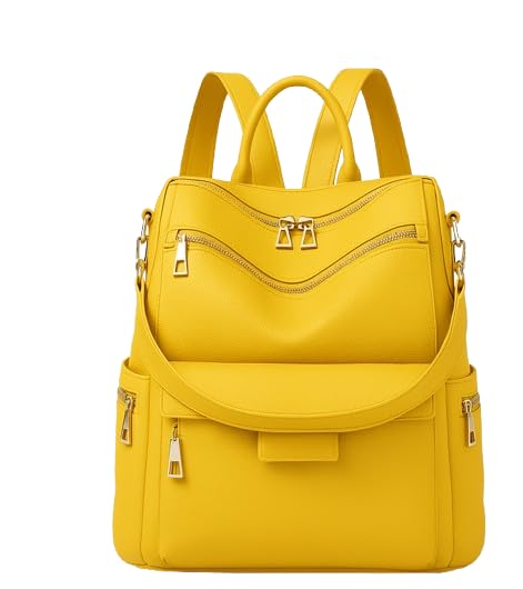 MUCHOVA Casual lighweight Backpack for Women, Medium Capacity Nurse Bag College Bookbag for School Daily Use Travel Backpack (Yellow) - Image 1