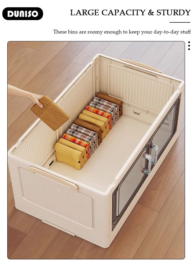 DUNISO 6 Layer Collapsible Plastic Storage Bins,Stackable Plastic Storage Organizers With Lids, Stackable Plastic Storage Bins With Doors And Wheels, Ideal For Kitchen Living Rooms & Bedroom & Office - Image 5