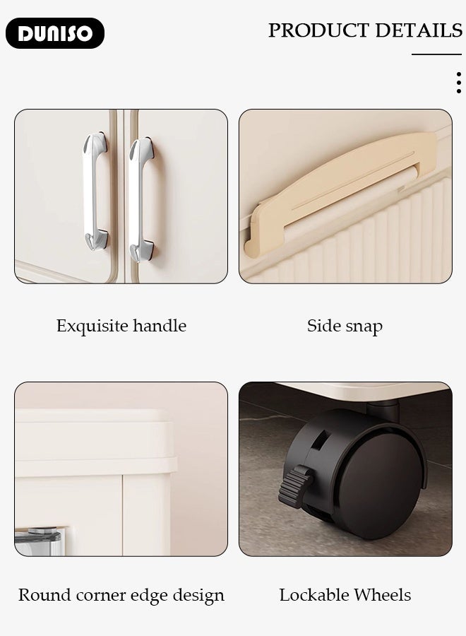 DUNISO 6 Layer Collapsible Plastic Storage Bins,Stackable Plastic Storage Organizers With Lids, Stackable Plastic Storage Bins With Doors And Wheels, Ideal For Kitchen Living Rooms & Bedroom & Office - Image 4