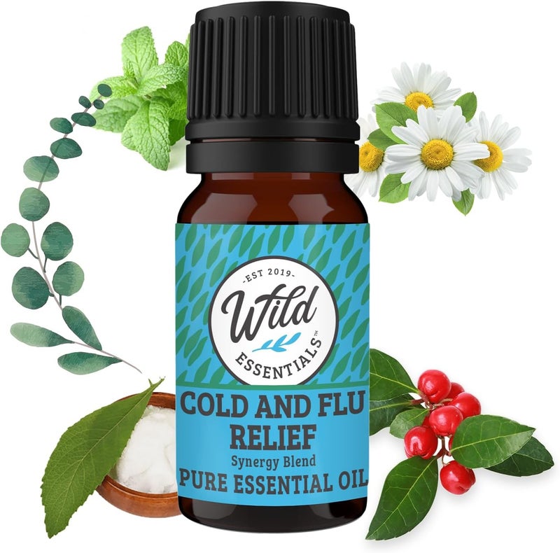 mEssentials Wild Essentials Cold and Flu Relief 100 Pure Essential Oil Synergy Blend 10ml Therapeutic Grade Formula for Congestion Aches migraines Made in The USA - Image 1