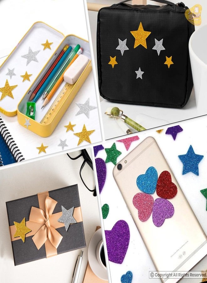 Lakeer Glitter Foam Self Adhesive Stickers - Pack of 50 | Mixed Shapes for Creative Fun | Easy to Peel and Stick - Image 3
