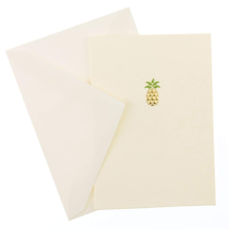 Graphique Pineapple La Petite Presse Boxed Notecards - 10 Embellished Gold Foil Pineapple Blank Cards with Matching Envelopes, 3.25" x 4.75" - Image 2