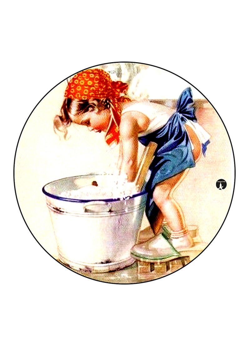 RKN Vintage Art Printed Fridge Magnet  Round  Multicolour - Image 1