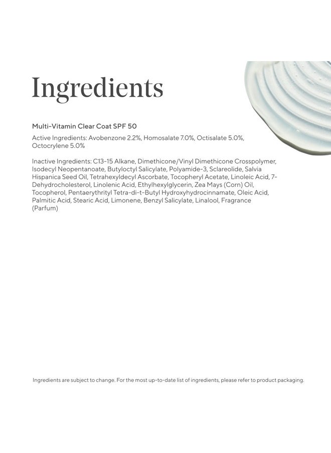 Murad - Multivitamin Clear Coat Sunscreen Spf 50 Antioxidantrich Broadspectrum Spf With Vitamins Cf Biofermented Clary Sage & Chia Seed Clear And Noncomedogenic For All Skin Types 1.7 Fl Oz - Image 1