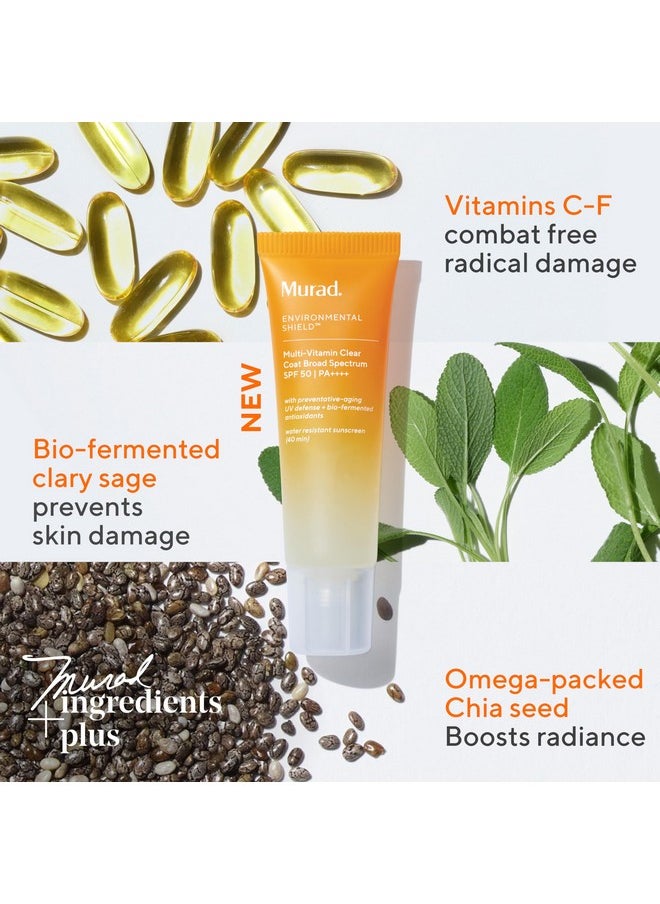 Murad - Multivitamin Clear Coat Sunscreen Spf 50 Antioxidantrich Broadspectrum Spf With Vitamins Cf Biofermented Clary Sage & Chia Seed Clear And Noncomedogenic For All Skin Types 1.7 Fl Oz - Image 1