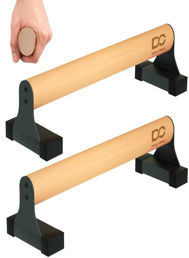 Double Circle Parallettes Push Up Bar with Ergonomic Wooden Handles - Calisthenics Equipment - Non-slip Parallel Bars for Strength Training and Calisthenics - Pushup Handles Parallettes Bars - Image 1