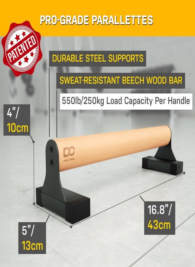 Double Circle Parallettes Push Up Bar with Ergonomic Wooden Handles - Calisthenics Equipment - Non-slip Parallel Bars for Strength Training and Calisthenics - Pushup Handles Parallettes Bars - Image 3
