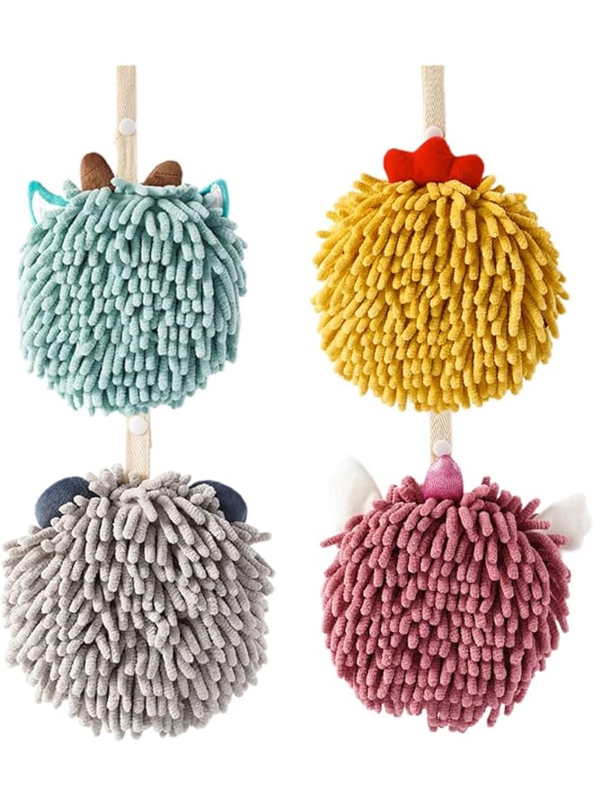 Zaboon Cute Kids Hand Towels With Hanging Loop, Microfiber Plush Absorbent Toddler Hand Hand Towels For Bathroom Kitchen(4Pack) - Image 1